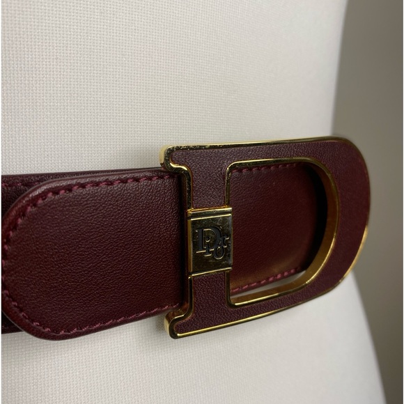 Vintage Christian Dior Burgundy Bordeaux Deep Red 100% AUTHENTIC Leather Belt. - Picture 7 of 10